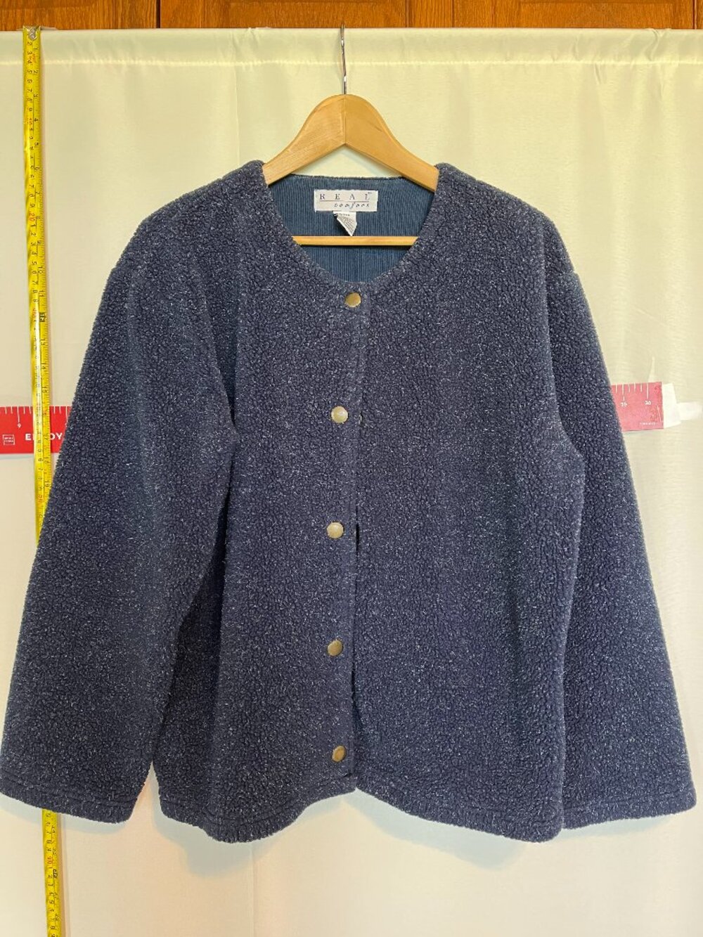 Fuzzy Heather Navy Button Down Sweater